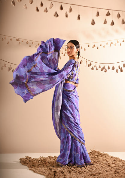 The Poppy Pre-Draped Sharara Saree Set