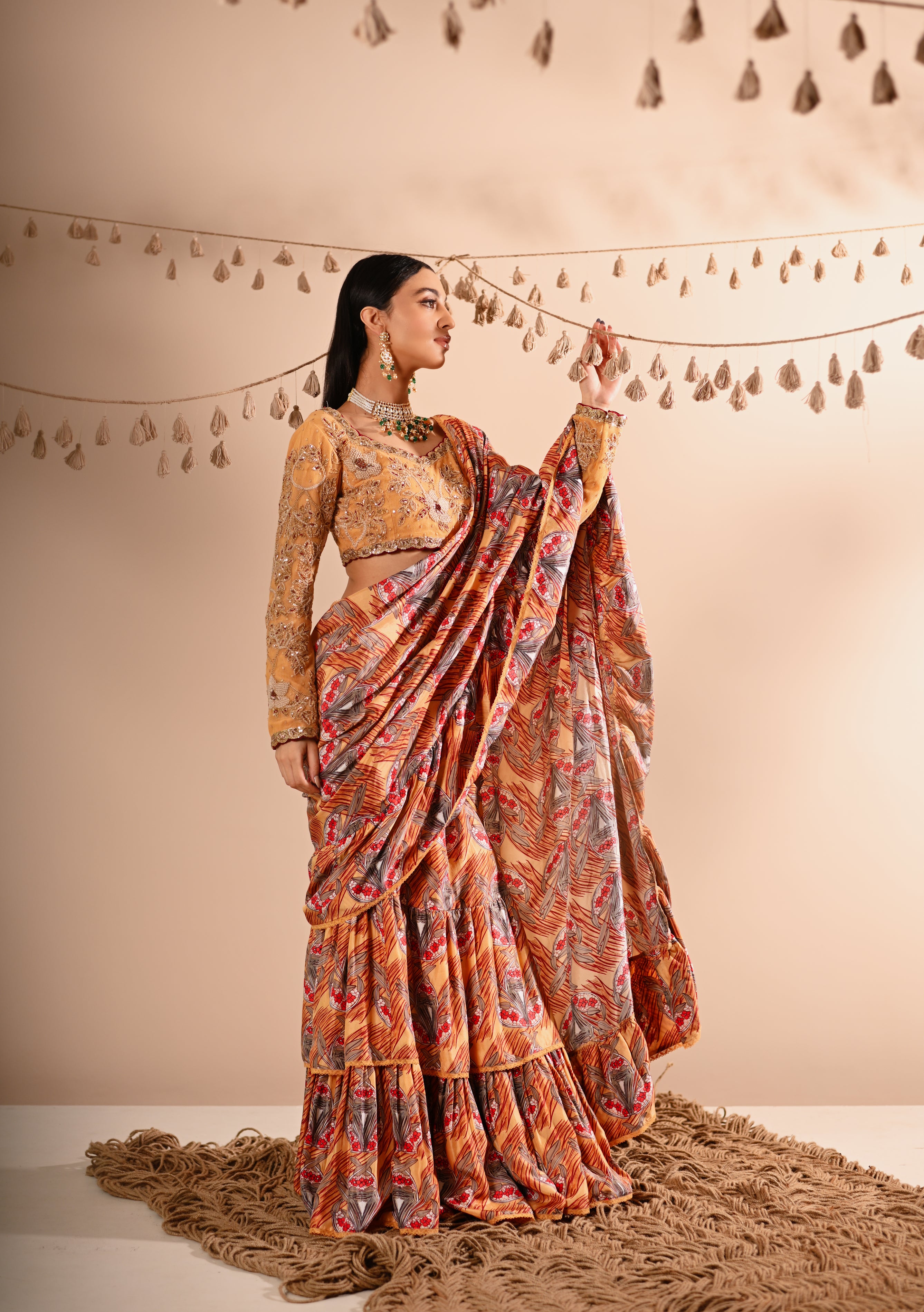 The Trumpet Flower Pre-Draped Lehenga Saree