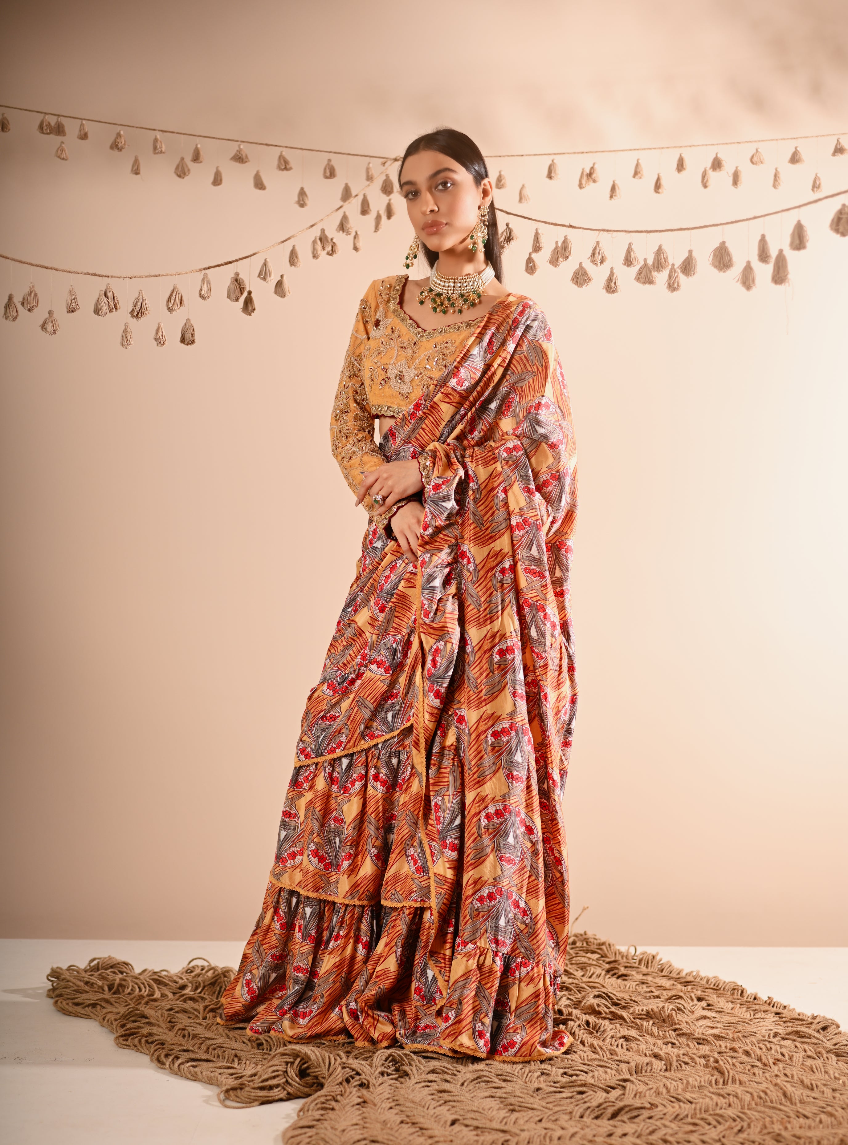 The Trumpet Flower Pre-Draped Lehenga Saree