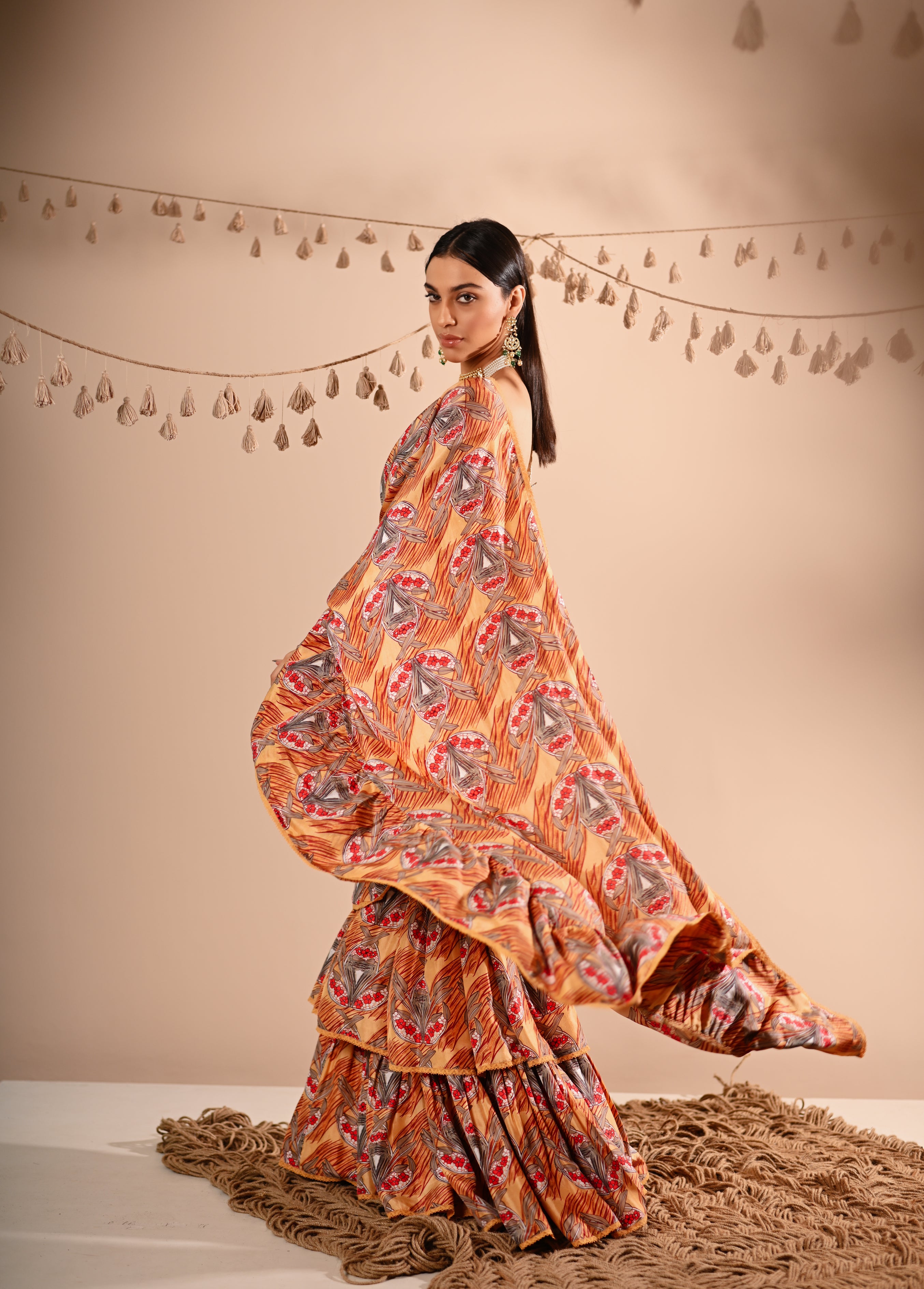 The Trumpet Flower Pre-Draped Lehenga Saree