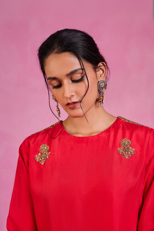 The Eternal Scarlet-Red kurta set
