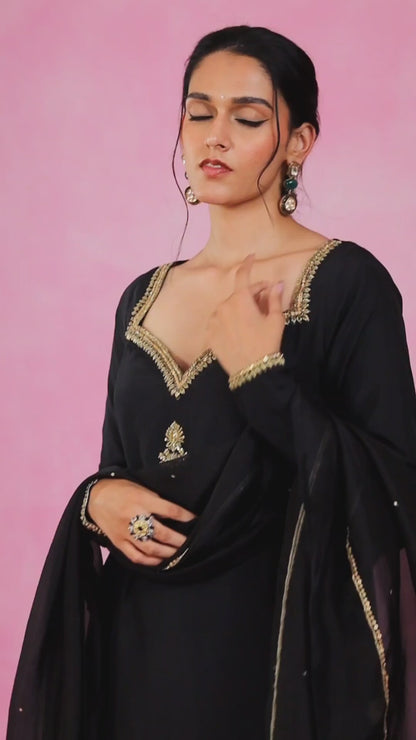 The Eternal Black-Ebony A-Line Kurta set