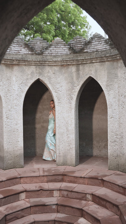 The Eternal Aqua Blue Sharara Set